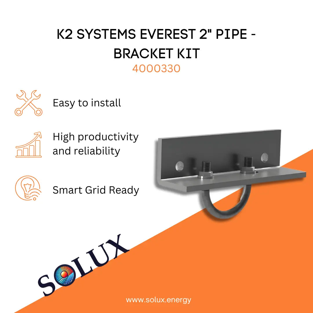 K2 Systems Everest 2 inch Pipe-Bracket Kit (4000330) for solar ground-mount structural support.